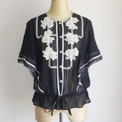 美品】エルマンノフィレンツェ 花刺繍ドルマンスリーブブラウス