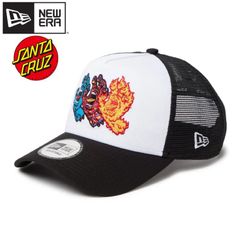 新品 NEWERA ニューエラ 正規品 SANTA CRUZ サンタクルーズ コラボ キャップ メッシュ メッシュキャップ 帽子 9FORTY 刺繍 手 ハンド メンズ レディース バイカラー ツートン 白 ホワイト 黒 ブラック 14384269