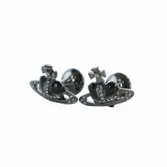 ヴィヴィアンウエストウッド Vivienne Westwood カフスボタン アクセサリー オーブ ロゴ ハート ラインストーン 黒 ブラック シルバー色 ■GY18 /MQのサムネイル