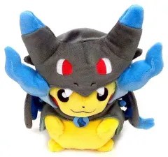 【中古】ぬいぐるみ メガリザードンXのポンチョを着たピカチュウ ぬいぐるみ 「ポケットモンスター」 ポケモンセンター限定