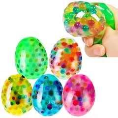 JUSTVEL スクイーズボール 卵型 ストレス解消 グッズ ストレスボール 【手軽にリフレッシュ】 おもちゃ 子供 大人 リラックス 集中力 ランダムカラー 5個入り