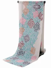 き*ん様 源氏物語　浴衣反物　新品未使用　綿麻混　紅型調　白地 き*ん様 源氏物語 浴衣反物 新品未使用 綿麻混 紅型調