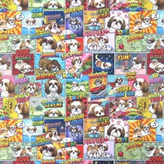 【ゆきちゃん限定】X2420 アメコミ風 シーズー柄 コットン生地 1m