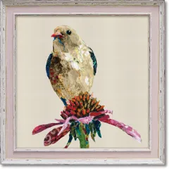 絵画 エリザベス サンティレール「ゴールド フィンチ2」 ゴシキヒワ アート インテリア 玄関 リビング 寝室 部屋 鳥 飾る ギフト 贈り物 プレゼント かわいい 御祝 額入り 小鳥 Mサイズ おしゃれ 壁掛け 絵