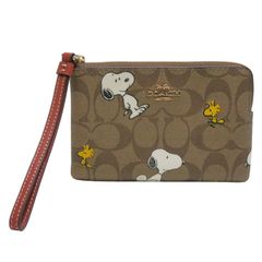 コーチ　ＣＯＡＣＨｘＰＥＡＮＵＴＳ　シグネチャー　コーナージップ　リストレットポーチ　ミニポーチ　スヌーピー　ウッドストック　　ＣＦ２１４　未使用品
