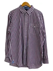 TOMMY HILFIGER (トミーヒルフィガー) 長袖シャツ ストライプ柄 ボタンダウン XL ホワイト ブルー ネイビー レッド メンズ/004