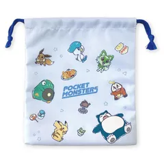 【新品】巾着 マチ付巾着袋 給食袋 ポケモン ポケットモンスター カフェロゴ Ｄ：エンジョイスイーツ(ブルー)  給食 ランチ お弁当 学生 幼稚園 シワになりにくい ポリエステル