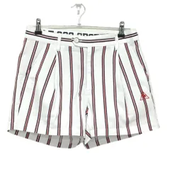 ★特価★ルコック ショートパンツ 白×ネイビー ストライプ柄 ロゴ刺しゅう  レディース 11(L) ゴルフウェア le coq sportif