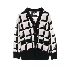 シャネル CHANEL カーディガン ココマークボタン P77887K11247 ブラックxホワイトxパープル カシミヤ カーディガン レディース Used A