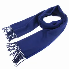 B&Y ユナイテッドアローズ BEAUTY&YOUTH ビューティー&ユース マフラー ストール カシミヤ フリンジ メルトン 青 ブルー /JS ■MAのサムネイル