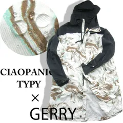 【新品】 GERRY × CIAOPANIC TYPY ／ ジェリー × チャオパニックティピー　撥水 ロング マウンテンパーカー サイドスリット マーブル レインコート 雨具 アウトドア キャンプ バーベキュー フェス ｜ オールシーズン 雨 ロングシーズン