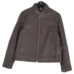 【美品】HUGO BOSS ヒューゴボス ラムナッパレザー ライダース 黒 48 HUGO BOSS (ヒューゴボス) ラムレザー フルジップ ライダース