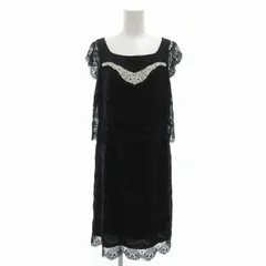 クミキョク 組曲 KUMIKYOKU PRIER レースワンピース ひざ丈 フレンチスリーブ 2 M 黒 ブラック /FT 0926