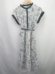 ◇ ⊂ アールピーエス 柄入り 半袖 ロング丈 ワンピース サイズM グレー系 レディース E  【1507250007883】