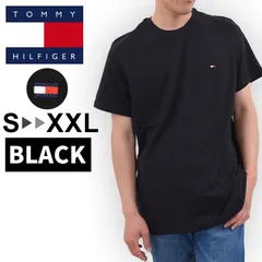 TOMMY HILFIGER トミーヒルフィガー Tシャツ メンズ ワンポイント ロゴ刺繍  クルーネック トップス  黒 09T3139【新品・正規品】