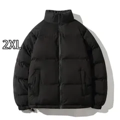 [2XL] メンズ ファッション 服 男性用 オシャレ シンプル 大人 かっこいい 大きいサイズ ストリート 紳士服 冬 厚手 綿 コート スタカラー ブレッド 無地 アメリカンコットン ジャケット