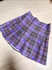 紫 チェック テニス スカート スカパン