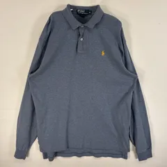 古着 90's/90年代 ポロバイラルフローレン Polo by Ralph Lauren 長袖 ポロシャツ ロゴ 刺繍 2ボタン M  ブルー系 無地 メンズ