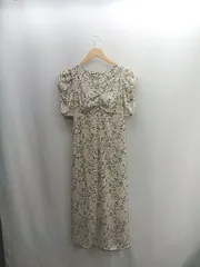 ◇ ⊂ GRL グレイル 花柄 半袖 ロング ワンピース サイズL アイボリー系 レディース E  【1502060011808】