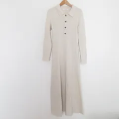 美品 BEAUTY&YOUTH ビューティーアンドユース ユナイテッドアローズ リブニット 長袖 ロングワンピース M ベージュ レディース 古着 中古 USED