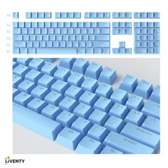 キーキャップ　113キー　キーボード　ライトブルー　カスタムキーキャップ　交換用　メカニカルキーボード　アクセサリー　水色　ゲーミング
