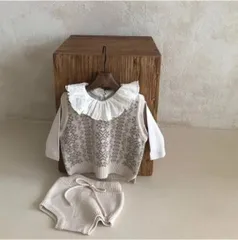 韓国子供服　ノルディック柄のニットベスト