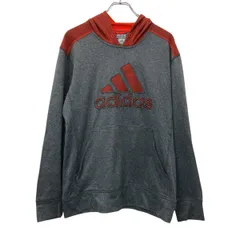 adidas ロゴスウェット パーカー L グレー オレンジ アディダス プルオーバー ビックロゴ スポーティ 古着卸 アメリカ仕入 a709-6232