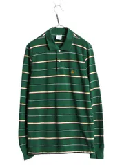 【お得なクーポン配布中!】 ブルックスブラザーズ ボーダー 鹿の子 長袖 ポロシャツ メンズ L / 古着 長袖シャツ コットン ワンポイント スリム フィット マルチカラー