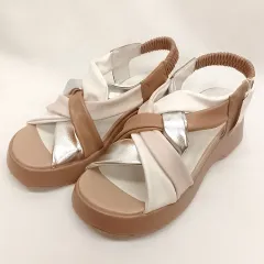 byあしながおじさん 厚底ソフトツイストサンダル ライトブラウンコンビ S（22.5～23㎝相当） □○☆