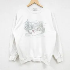 M/古着 長袖 スウェット メンズ 00s 木 クルーネック 白 ホワイト 24sep20 中古 スエット トレーナー トップス