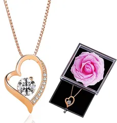 Laluna ネックレス レディース 45cmチェーン アクセサリー シルバー925 オープンハート型( ピンクバラ)