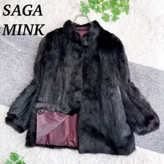 美品　13号　大きいサイズ　サガミンク リアルファー　ハーフ丈　毛皮　ブラウン
