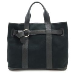 HERMES エルメス プティット サンチュールMM トートMM トートバッグ ハンドバッグ キャンバス レザー ブラック 黒 シルバー金具 □J刻印