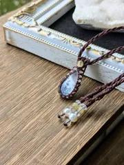 ☆ミニミニサイズ☆デンドライトオパール☆マクラメ編みネックレス 163・マクラメネックレス