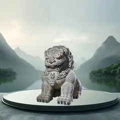 麒麟像 獅子 ヒキョウ 金運 財運 縁起物 開運 幸運 神獣 置物 風水 寝室 リビングルーム 玄関 オフィス 贈り物 オブジェ 石膏調