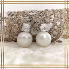 134【淡水パール】ダイヤ　シルバー　ピアス　7.5mm　スターリングシルバー　925