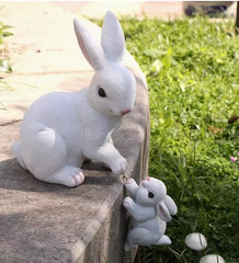 母と子のウサギのペンダント ウサギ 親子 かわいい オーナメント 置物 うさぎ ホームガーデン 屋外 ガーデニング ラビット 庭 オブジェ  ガーデン用オーナメント