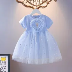 アナと雪の女王 エルサ 子供服 ワンピース ドレス プリンセスドレス 半袖 90cm-140cm ブルー ピンク 2色 かわいい 誕生日 パーティー プリンセスファッション キューティー 春 夏 秋