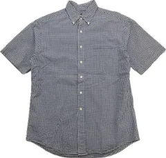 90s ☆ LANDS END ブルー ギンガムチェック 半袖 ボタンダウン シャツ M 春夏 綺麗め◎ アメカジ アメトラ 古着 ランズエンド■S3109