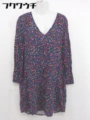 ◇ GAP ギャップ 花柄 Vネック 長袖 ミニ ワンピース サイズ M ネイビー マルチ レディース  【中古】 【1107130013296】