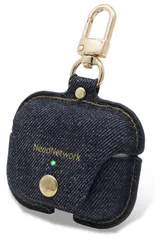 新品 NeedNetwork AirPods Pro 第2世代/第1世代 (2023/2022/2019)用 ケース 岡山デニム カラビナ付き LEDが見える エアポッズプロ 用 カバー 耐衝撃 ワイヤレス充電 対応 全面保護 落下防止