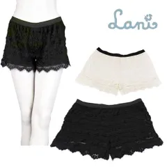 ショートパンツ ハーフパンツ 短パン ボトムス ウエストゴム パンツ レディース 夏 黒 白 大きいサイズ レース 膝上 春 夏 リゾート 旅行 Lani ラニ