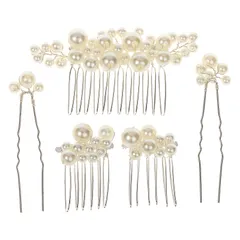 【数量限定】撮影 和装 結婚式 かんざし ウェディング ヘアピン Ｕピン パーティー ヘッドドレス 花嫁などの髪飾り用 髪飾り 5個セット パール (シルバー) DFsucces