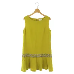 グレースクラス GRACE Class ワンピース ひざ丈 ノースリーブ ビジュー 38 黄緑 ライトグリーン /AT ■OS