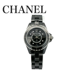 【中古美品】 CHANEL シャネル J12 29mm 黒セラミック クオーツ ダイヤモンド レディース 腕時計 H2569
