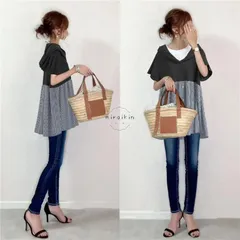 ブラウス tシャツ 切替 夏 40代 レディース トップス 半袖 フェイク2点 フード付き フォーマル 着痩せ 50代 30代 チュニック ミドル丈