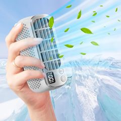 即納：AnT 卓上クーラー 2024年新登場 手持ち/首掛け/腰掛け/卓上 携帯扇風機 5段階強風 USB Type-C充電 最大 18 時間のバッテリー寿命 小型 静音 羽根なしハンディファン 強力 暑さ対策グッズ/熱中症対策/自宅/屋外/オフィス用 お 1