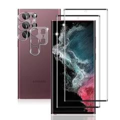 【迅速発送】【2+2枚セット】 用 Galaxy S22 Ultra SCG14 SC-52C ガラスフィルム 2枚 Galaxy S22 Ultra フィルム + 2枚 カメラ保護フィルムセッ 【 日本旭硝子製 9H強度 】 対応 ギャラクシーS22 強化ガ