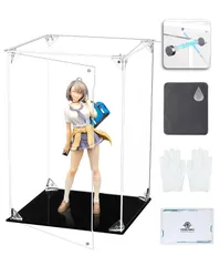 【人気商品】コレクションケース より堅固 磁石付き前扉 組み立て式 アクリルケース マグネット式 ディスプレイケース 防汚れ アクリル 手袋 UVカット クリーニング クロス付き フィギュアケース フィギュア収納 (幅20×奥行20×高さ30cm COOLTA