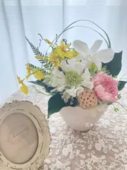 【気持ちが明るくなるお供え花】仏花　アーティフィシャル　プリザーブドフラワー　プレゼント　インテリア　フラワーアレンジ